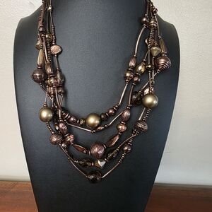 Elegant Multi-Layered Bronze Necklace